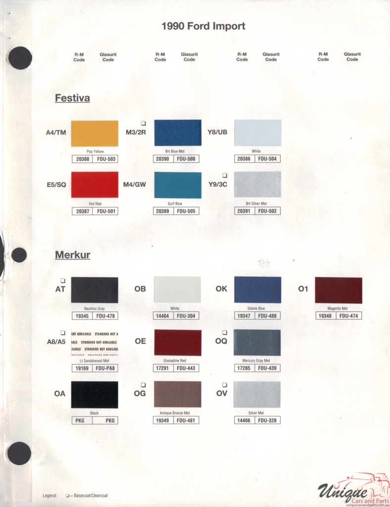 1990 Ford Paint Charts Import Rinshed-Mason
